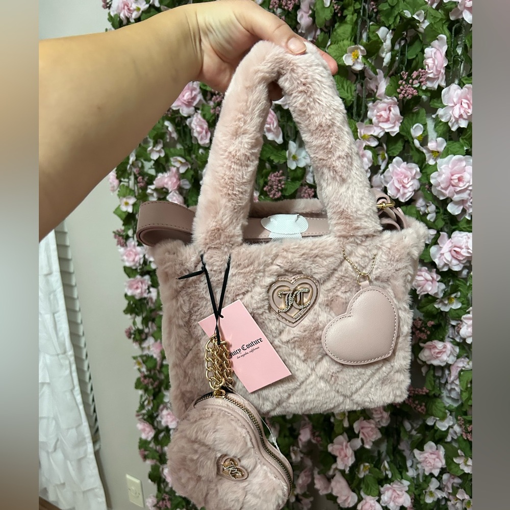 New juicy couture mini tote lets  get cozy big spender color Dusty blush